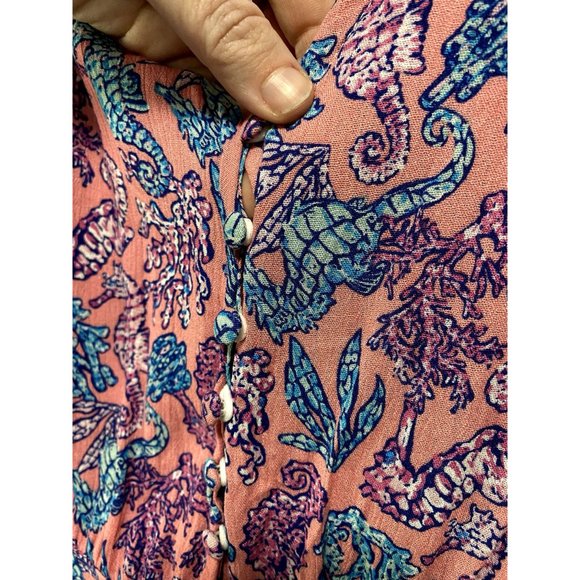 Simply Southern Women's Casual Romper Beach Seahorse Pink Blue Size XL NWT - Picture 6 of 9